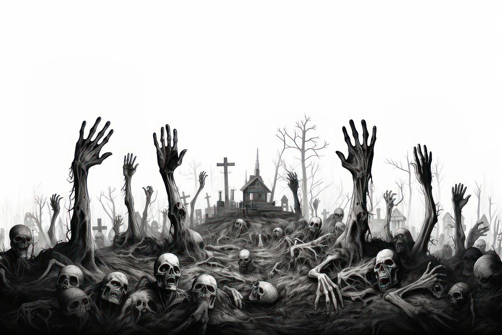 Zombie hands graveyard drawing adult. AI generated Image by rawpixel.