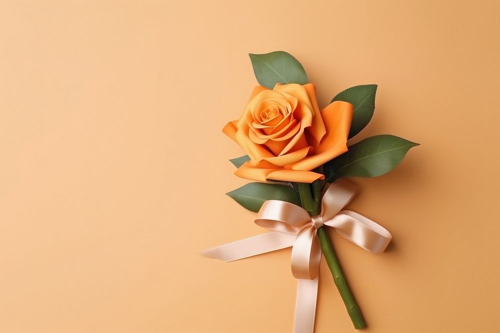 Orange rose bouquet flower ribbon plant. AI generated Image by rawpixel.