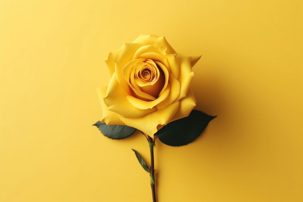 Yellow rose flower plant yellow background. AI generated Image by rawpixel.