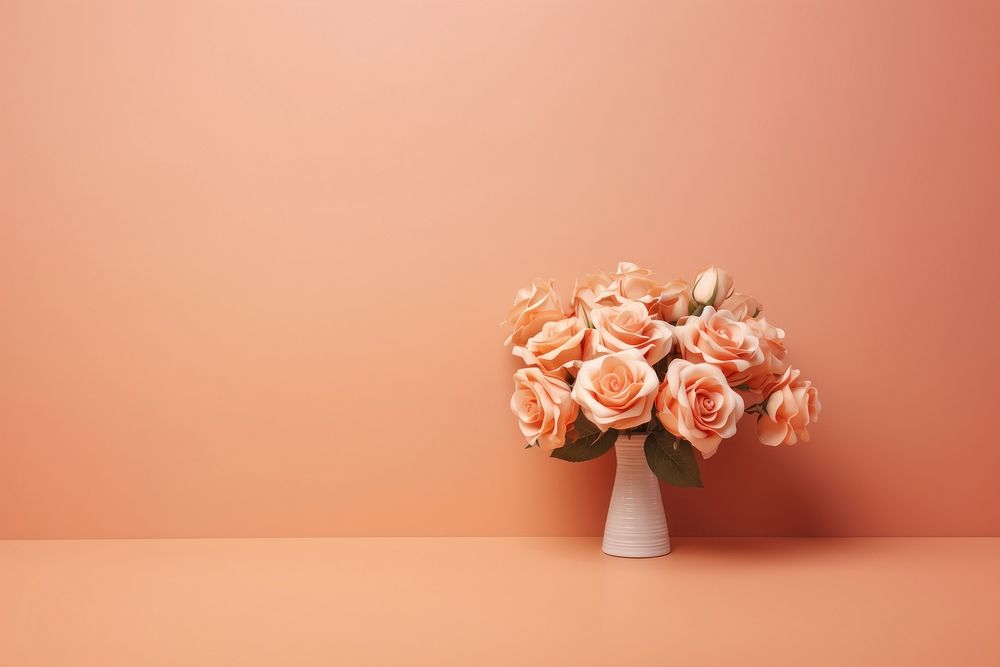 Peach rose bouquet flower plant arrangement. AI generated Image by rawpixel.