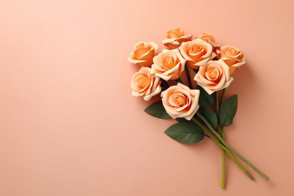 Peach rose bouquet flower petal plant. AI generated Image by rawpixel.