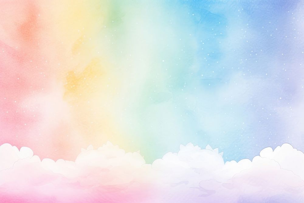 Illustration of cute watercolor pastel backgrounds rainbow outdoors nature. AI generated Image by rawpixel.