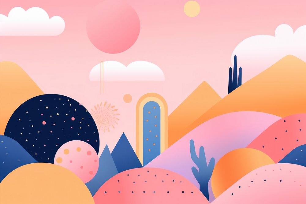 Illustration of cute memphis pastel wallpapers outdoors pattern tranquility. AI generated Image by rawpixel.