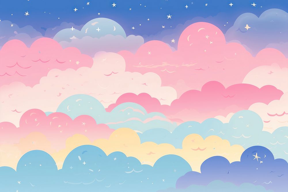 Illustration of cute risograph pastel backgrounds outdoors pattern nature. AI generated Image by rawpixel.