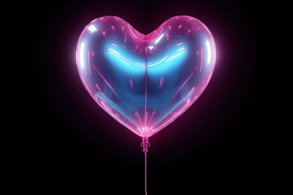Heart balloon night illuminated celebration. AI generated Image by rawpixel.