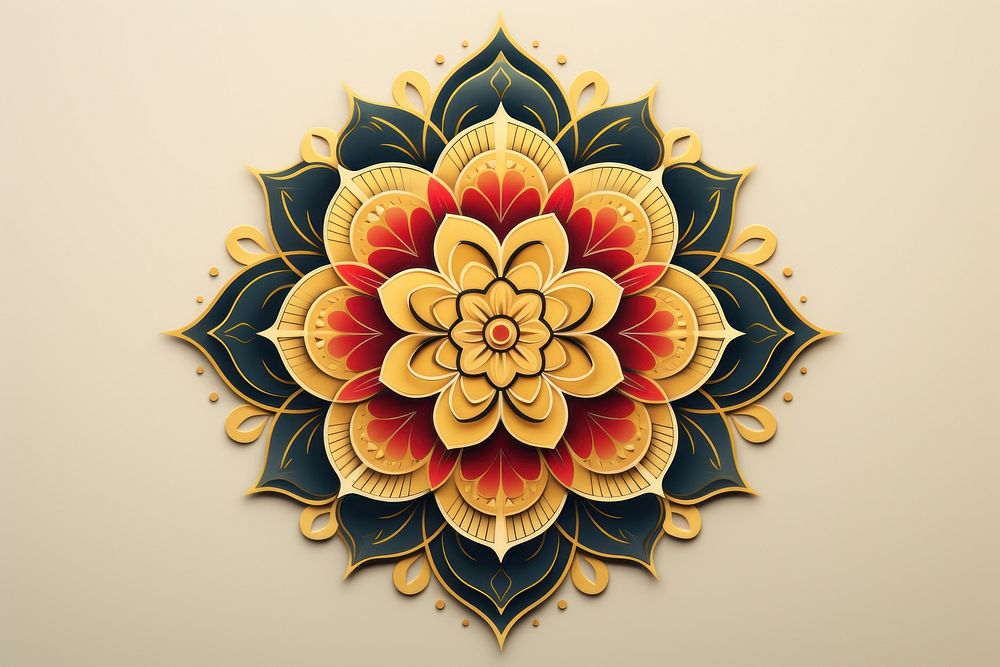 Minimal mandala pattern flower art. AI generated Image by rawpixel.