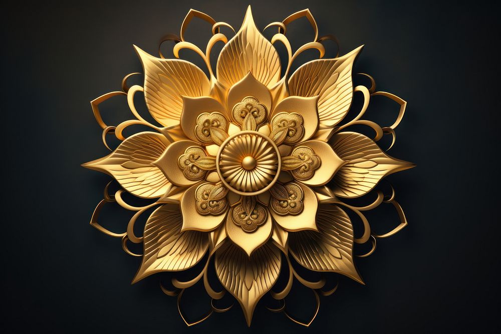 Minimal golden mandala inflorescence accessories creativity. AI generated Image by rawpixel.