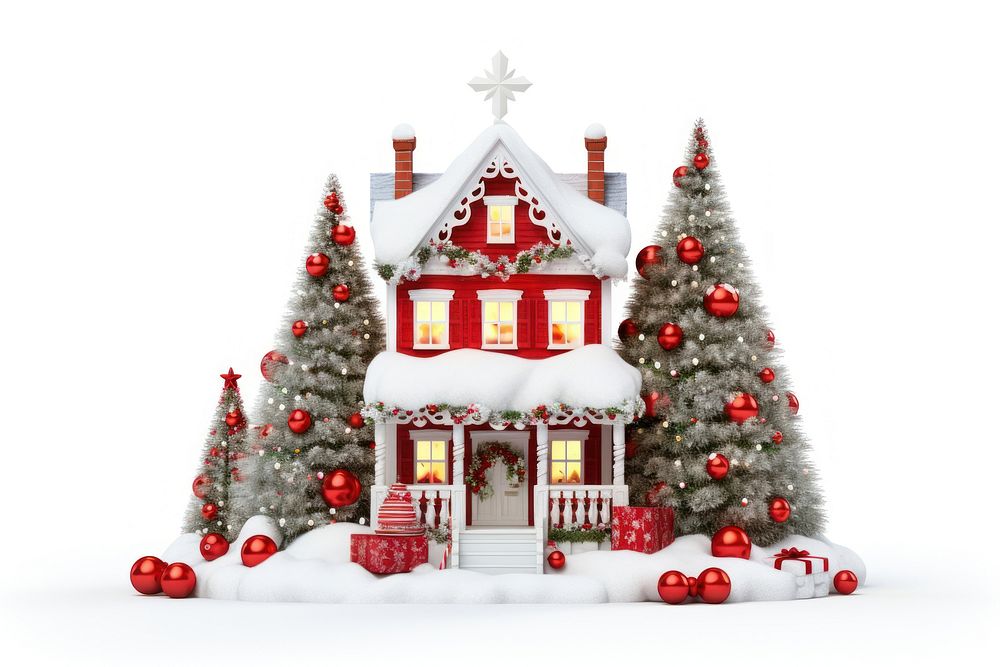 Christmas christmas house white. AI generated Image by rawpixel.