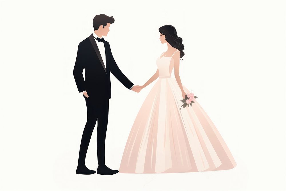 A groom and bride holding hands wedding marriage fashion. AI generated Image by rawpixel.