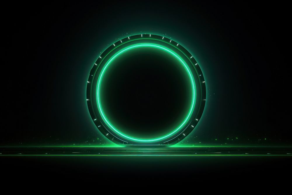 Green light neon circle. AI generated Image by rawpixel.