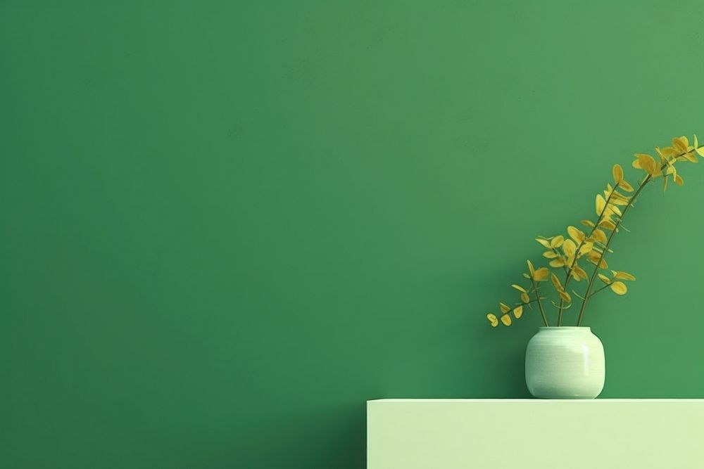 Minimal green background plant leaf wall. AI generated Image by rawpixel.