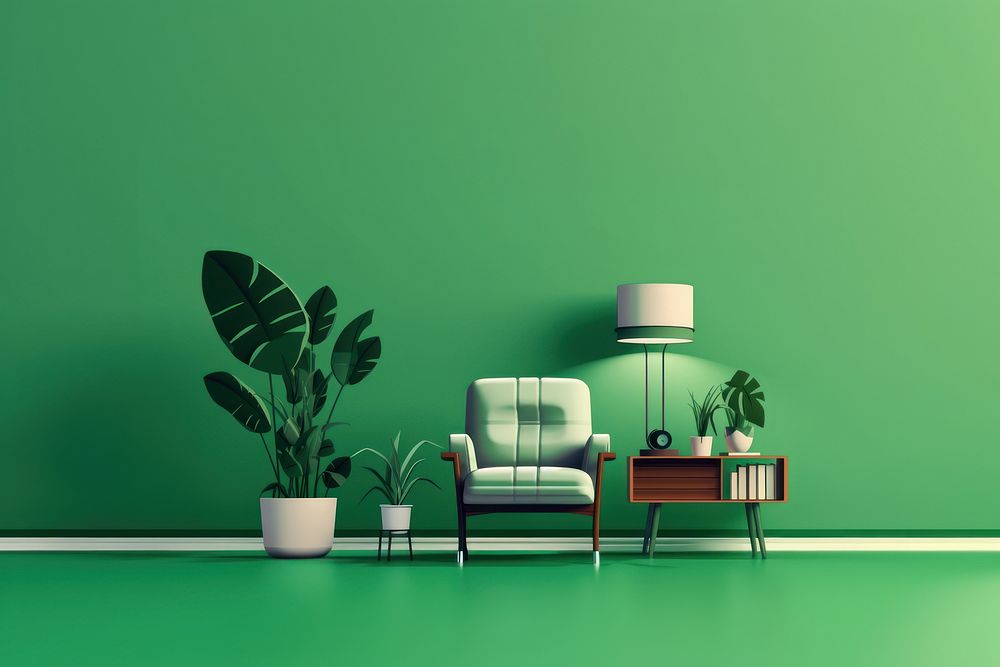Minimal green background architecture furniture chair. AI generated Image by rawpixel.