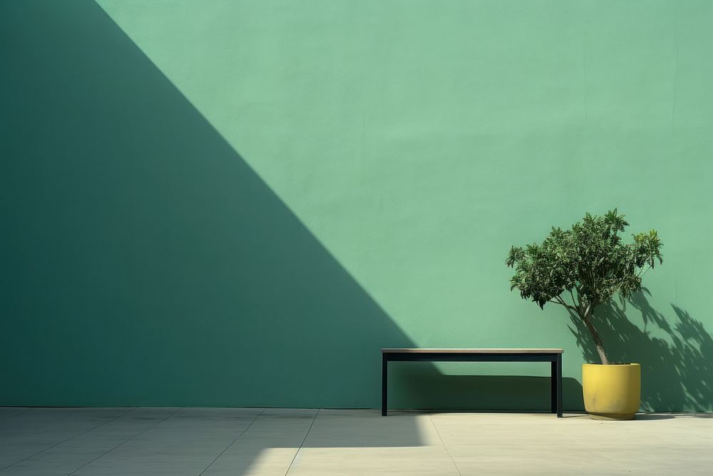 Minimal green background architecture plant tree. AI generated Image by rawpixel.
