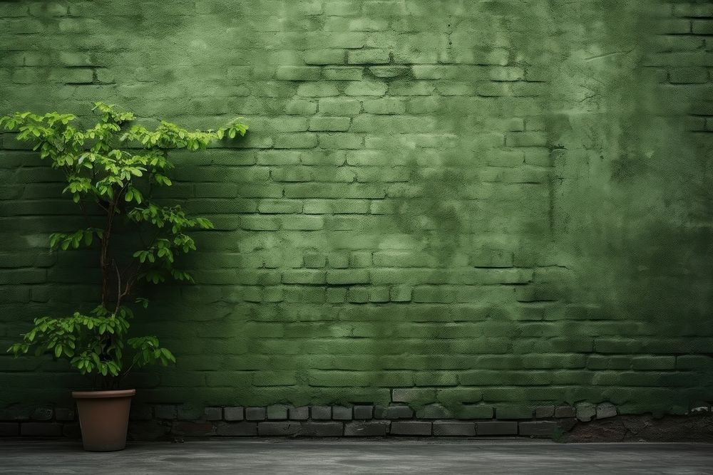 Brick green wall architecture. AI | Free Photo - rawpixel