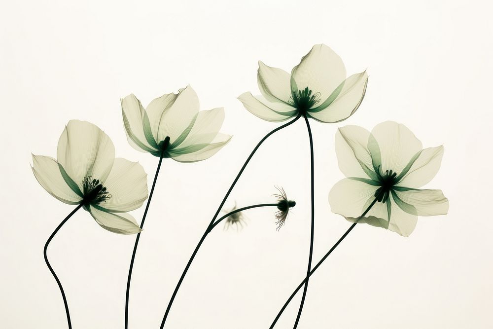 Green flowers petal plant white. AI generated Image by rawpixel.