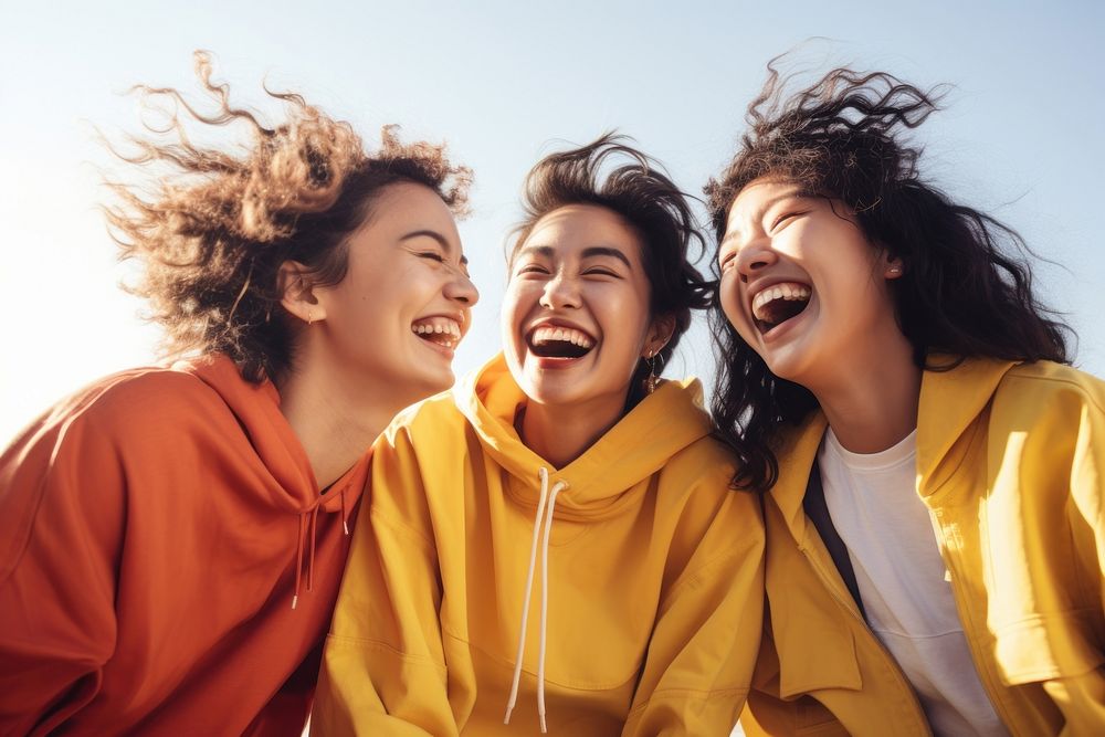 3 Vitenamese girls sport team laughing sports adult. AI generated Image by rawpixel.