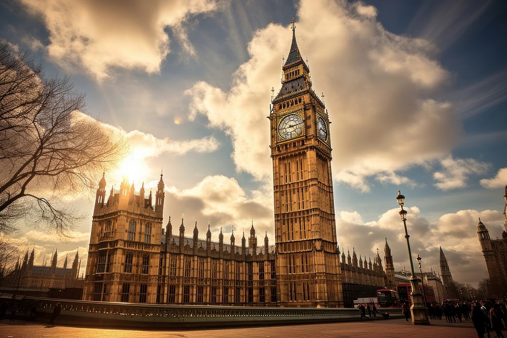 Tower of Big Ben tower architecture building. AI generated Image by rawpixel.