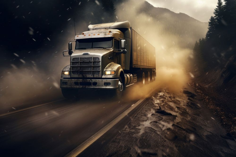 Truck vehicle road transportation. AI generated Image by rawpixel.