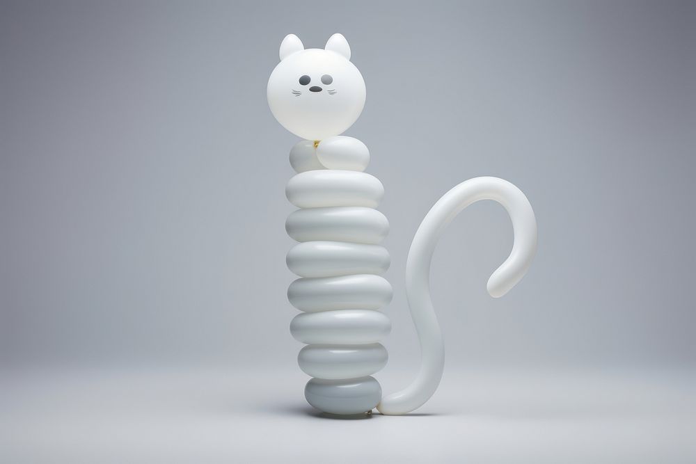 White cat modelling balloon gray representation porcelain. AI generated Image by rawpixel.