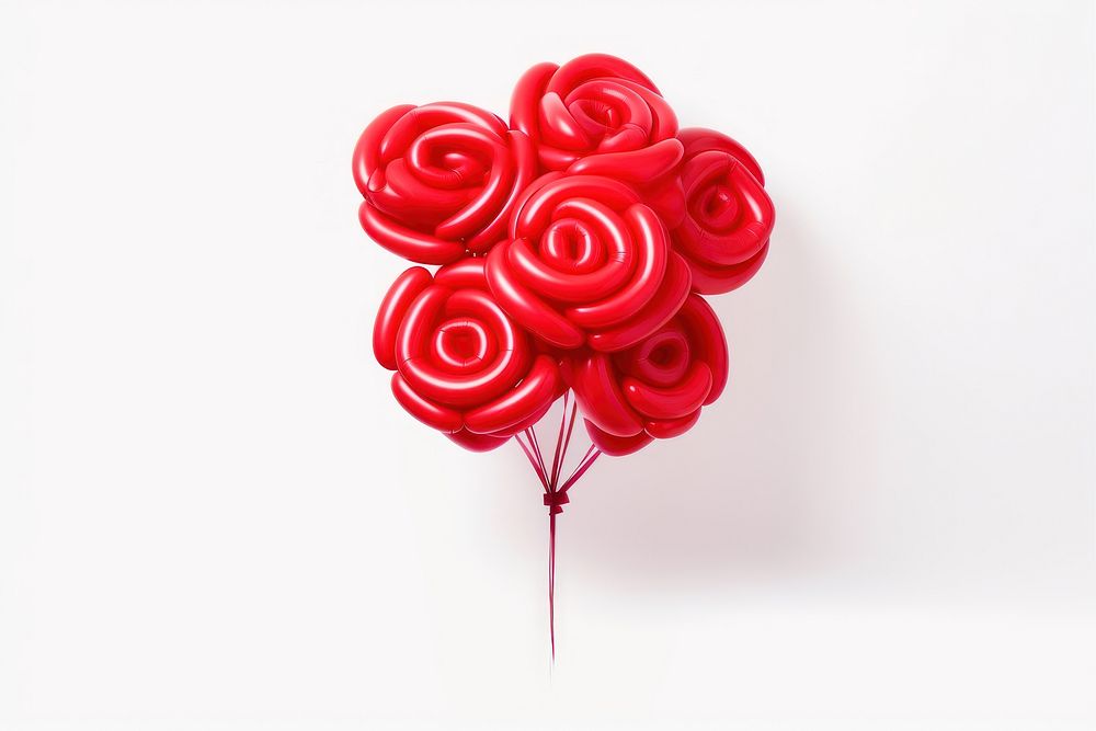Red rose flower bouquet balloon lollipop shape. AI generated Image by rawpixel.
