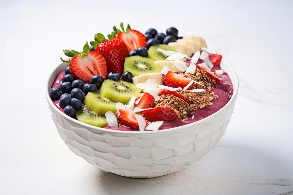 Acai bowl food strawberry raspberry. AI generated Image by rawpixel.