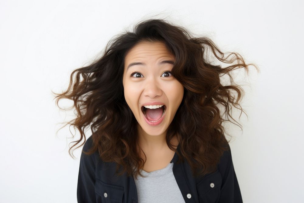 Asian woman surprise smile adult. AI generated Image by rawpixel.