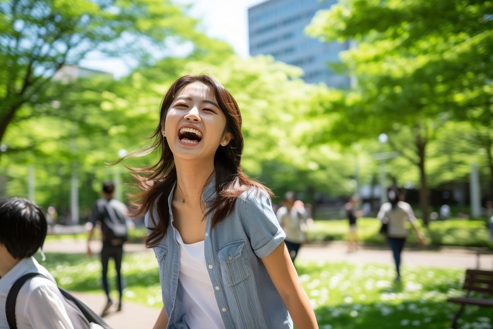 Asian woman laughing adult fun. AI generated Image by rawpixel.