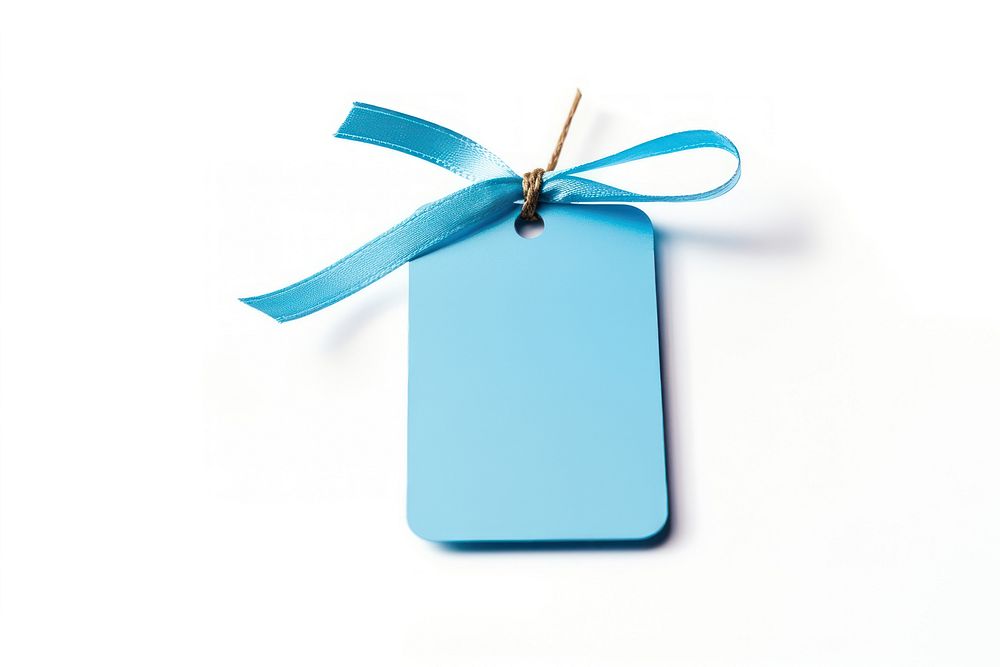 Blue gift tag white background celebration anniversary. AI generated Image by rawpixel.
