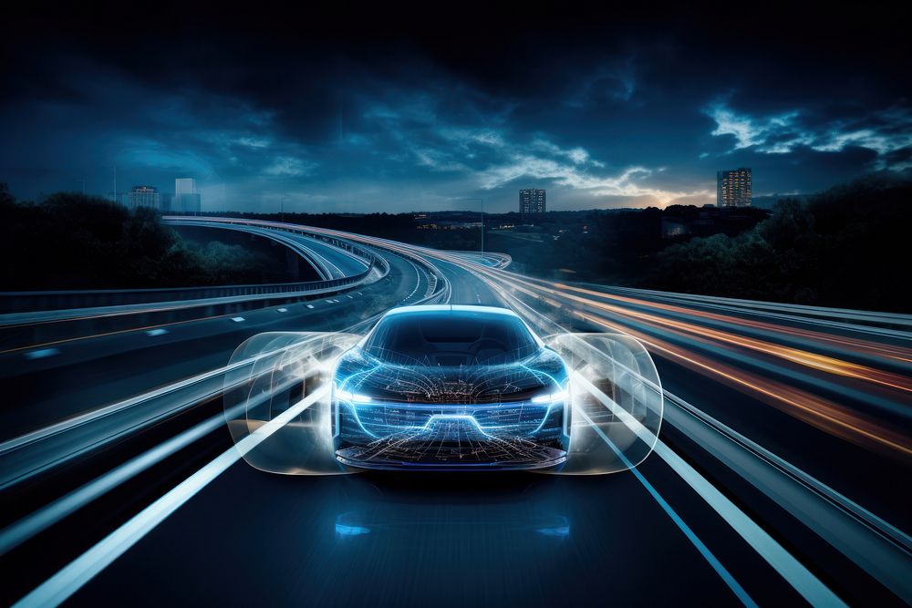 Car running road architecture outdoors. AI generated Image by rawpixel.