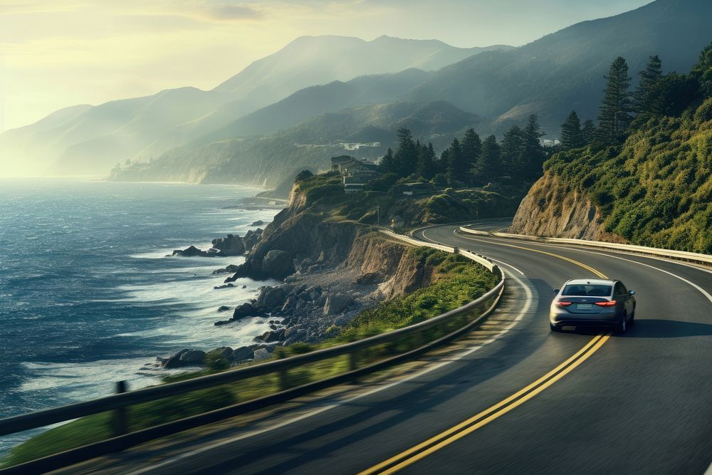Car running road mountain highway. AI generated Image by rawpixel.
