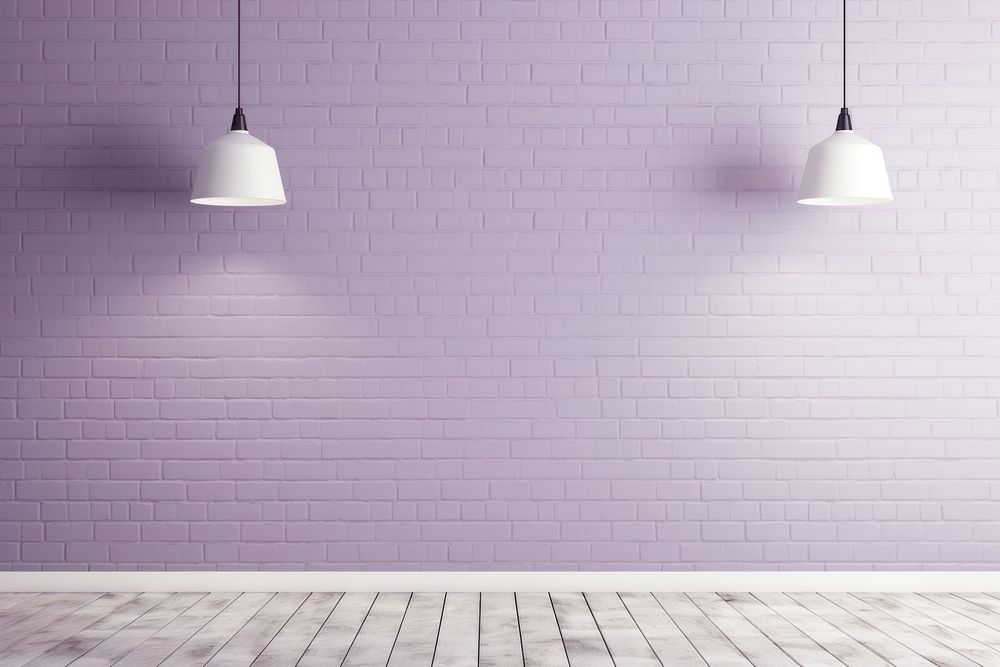 Purple brick wall floor lamp architecture. AI generated Image by rawpixel.