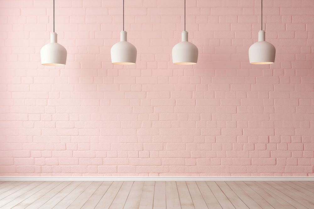 Pink brick wall floor lamp architecture. AI generated Image by rawpixel.