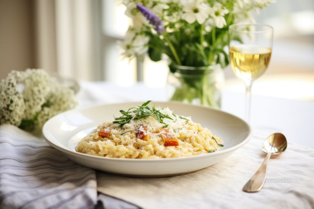 Photo of homemade risotto plate table meal. AI generated Image by rawpixel.