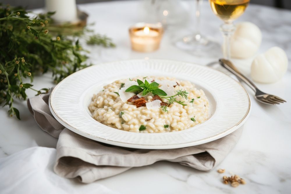 Photo of homemade risotto plate table food. AI generated Image by rawpixel.