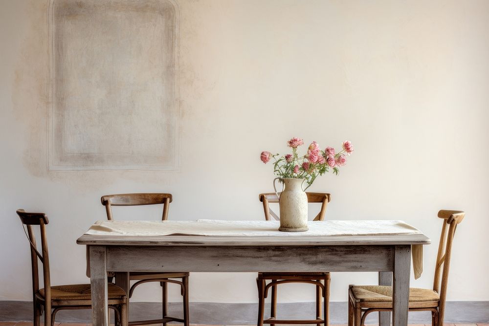 Italian dining room table architecture furniture. AI generated Image by rawpixel.