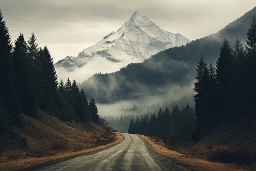 Mountains road landscape outdoors. AI generated Image by rawpixel.