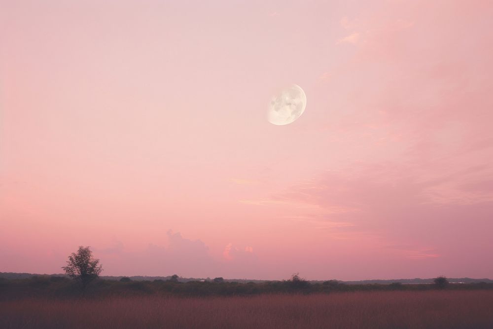 Dreamy sky background with moon astronomy outdoors horizon. AI generated Image by rawpixel.