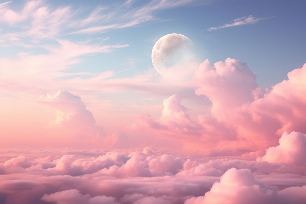 Dreamy sky background with moon backgrounds astronomy outdoors. AI generated Image by rawpixel.