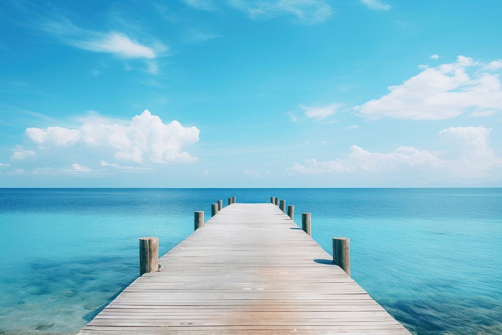 Dock background sky sea outdoors. AI generated Image by rawpixel.