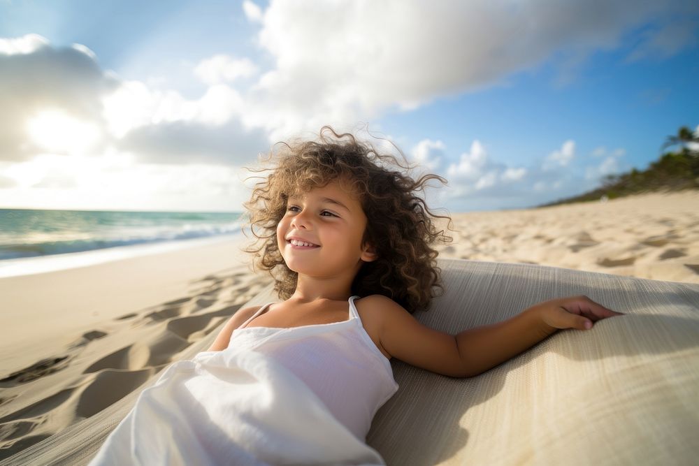 Brazilian Toddler at beach outdoors summer girl. AI generated Image by rawpixel.