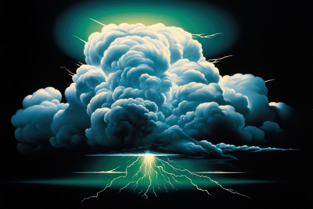 A wide small thunder storm Cloud isolated on clear solid background thunderstorm lightning nature. AI generated Image by…
