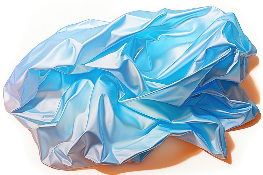 A Crumpled sheet of paper isolated on white background crumpled art turquoise. AI generated Image by rawpixel.
