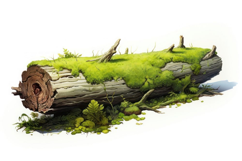 A detailed Moss - covered log plant grass tree. AI generated Image by rawpixel.