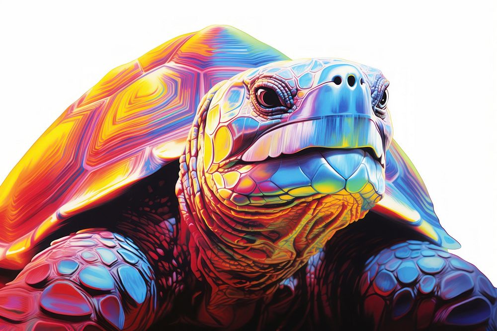 A portrait of Big old giant turtle isolated on a white background reptile animal representation. AI generated Image by…
