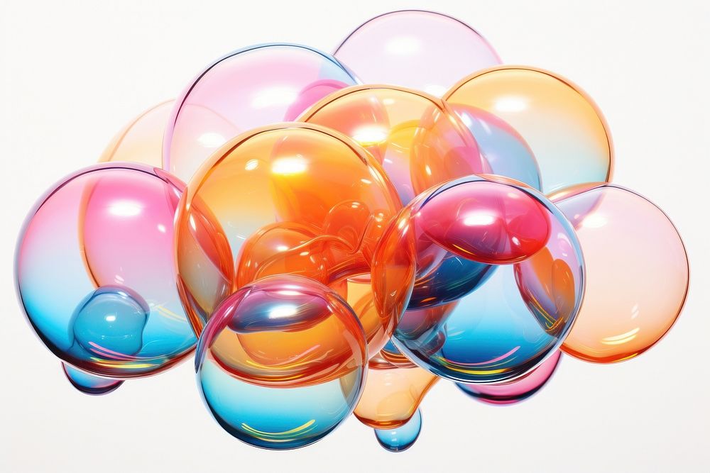 Group of bubble on a transparent glass balloon sphere white background. AI generated Image by rawpixel.