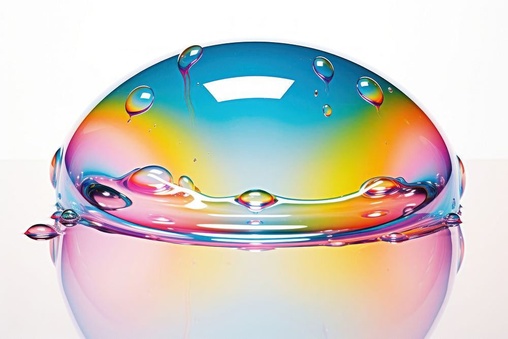 Raindrop on a transparent glass sphere bubble white background. AI generated Image by rawpixel.