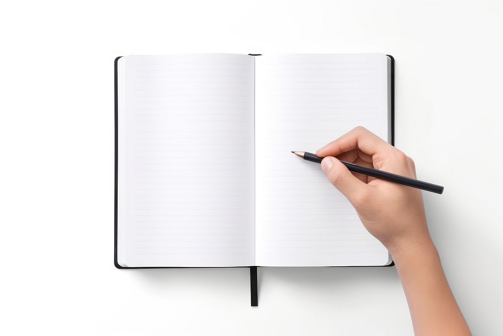 Hand writing a book diary pen white background. AI generated Image by rawpixel.
