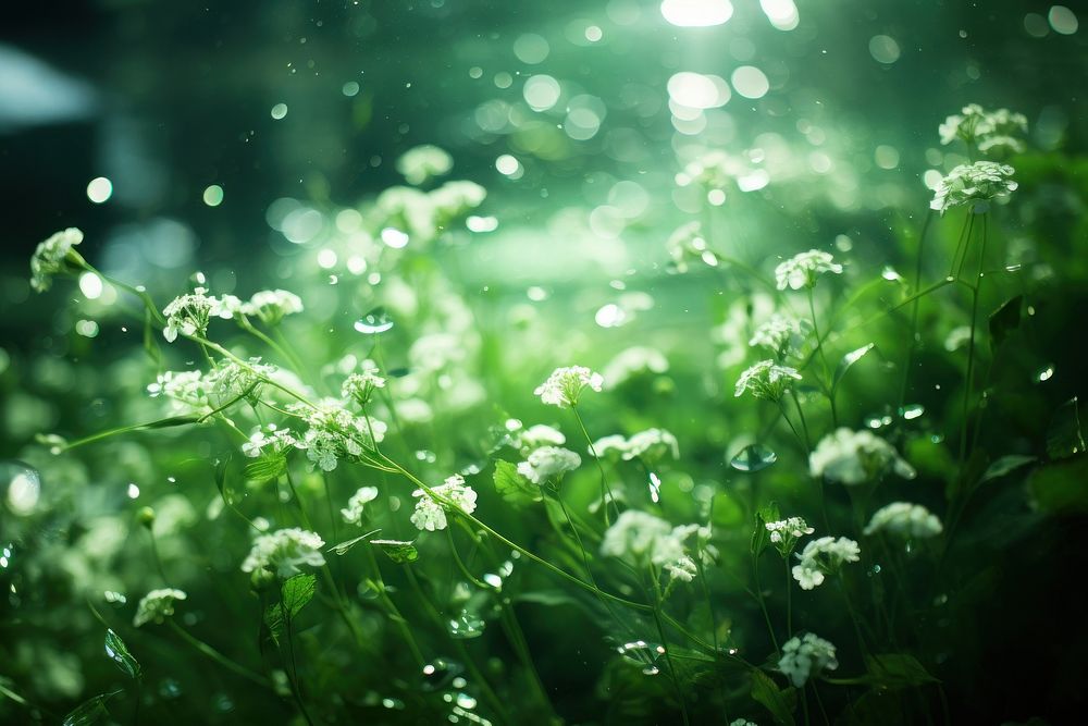 Under green water with Glittering rays of light reflecting off a surface nature backgrounds sunlight. AI generated Image by…