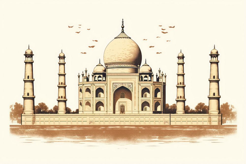 Taj Mahal architecture building dome. AI generated Image by rawpixel.