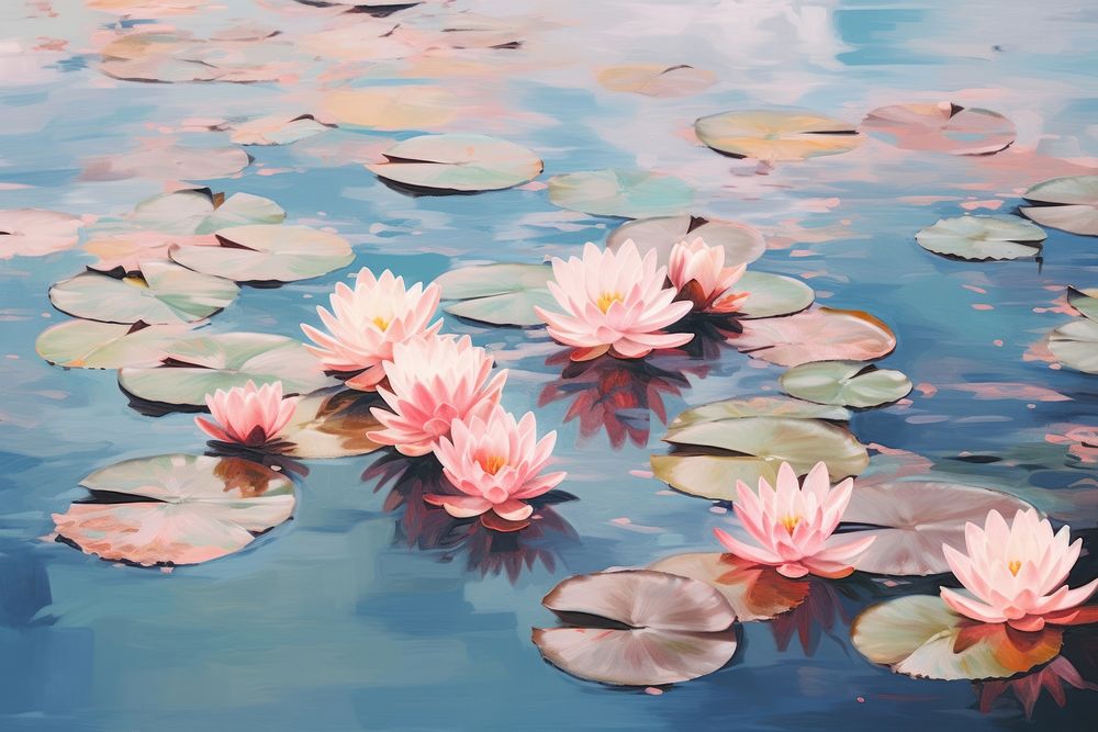 Water Lilies outdoors flower nature. AI generated Image by rawpixel.